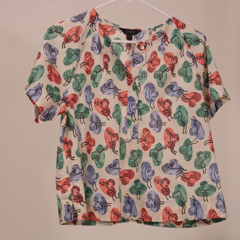 J.Crew Colorful Hat Blouse Size 6
